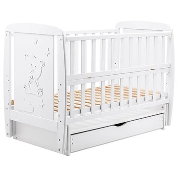 Кроватка Babyroom Умка маятник + ящик + откидной бок DUMYO-3 бук белый (626201)