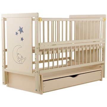 Кроватка Babyroom Медвежонок (M-03) маятник, ящик, откидной бок, бук, слоновая кость