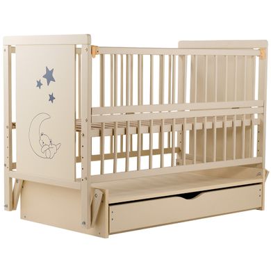 Кроватка Babyroom Медвежонок (M-03) маятник, ящик, откидной бок, бук, слоновая кость