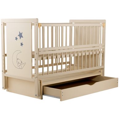 Кроватка Babyroom Медвежонок (M-03) маятник, ящик, откидной бок, бук, слоновая кость