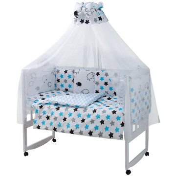 Детский комплект постельного белья Babyroom Classic Bortiki-01 белый (барашки, звездочки)