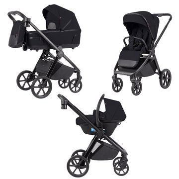 Carrello Omega Plus CRL-6545дитяча коляска 3в1 з автокріслом для новонародженого (0-13 кг, 40-87 см) • Cosmo Black