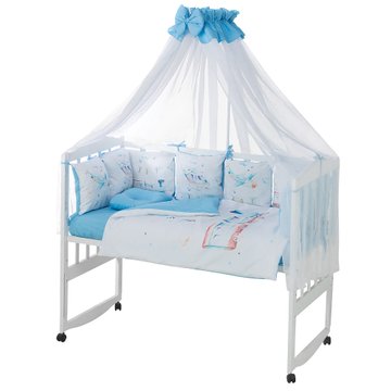 Детский комплект постельного белья Babyroom Bortiki Print-08 blue train